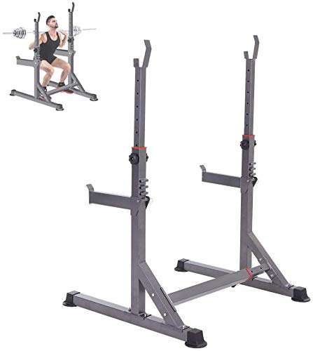 Preisvergleich Produktbild Hantelständer Und Squat-Rack Fach Höhenverstellbar, Hantelablage, Kniebeugenständer, Langhantelständer, Langhantelablage,Grau
