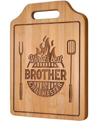 AceThrills Gifts for Brother Gifts Adult, Brother Birthday Gift from Sister for Fathers Day Gift - Engraved Cutting Board 13.78"L × 9.84"W × 0.4"Th