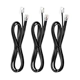 Vthahaby3.3 FT - 3Pack RJ12 Phone Cable 6P6C, Black, Male to Male Straight Wired for Both Data and Voice Signal Transmission for Telephone Cord, Fax, DSL Modem, Printer, Radio