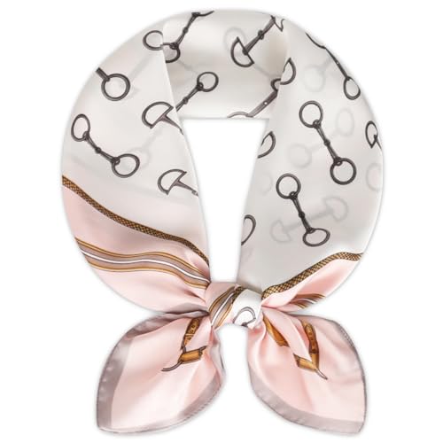 Relang Fashion silk Satin Head Scarf for Women Hair Bandana Hair Scarf Wrap Neck Scarf for Women 27.5×27.5 inches Girly Pink