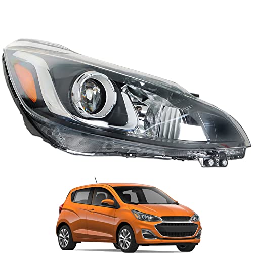 SEBLAFF Headlight Assembly Halogen Projector Black Housing Headlamp Right Side Replacement for 2019-2022 Spark LS/LT