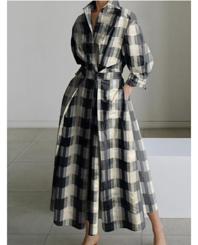 Bengbobar Womens Plus Size Leopard Print Shirt Dress with Pockets - V-Neck, Long Sleeves, A-Line, Maxi, White4