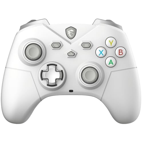 MSI FORCE GC300 WIRELESS WHITE Manette gaming pour PC - 2.4 GHz, Bluetooth, USB Type-C vers A - filaire/sans fil, batterie Li-ion 600mAh (20h), D-Pad interchangeable, deux moteurs à vibration