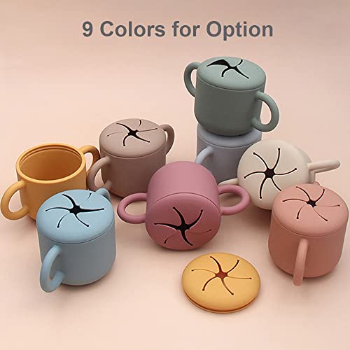Copos de silicone 2 em 1 para bebês com tampa de canudo e lanche Copos de silicone para bebês com al