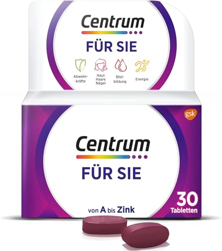 Multivitamin - Centrum Für Sie – Hochwertiges Nahrungsergänzungsmittel mit Mikronährstoffen – Speziell für Frauen – Vitamine, Mineralstoffe, Spurenelemente – 1 x 30 Tabletten