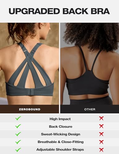 Image of ZeroBound Women's High Impact Sports Bra Criss-Cross Back Full Coverage