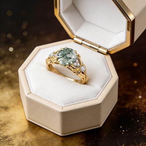 Image of Gemstone Vintage Rings for Women s925 Sterling Silver Round Cut 1.0 Carat Gemstone with Moissanite Promise Engagement Anniversary Ring for Her