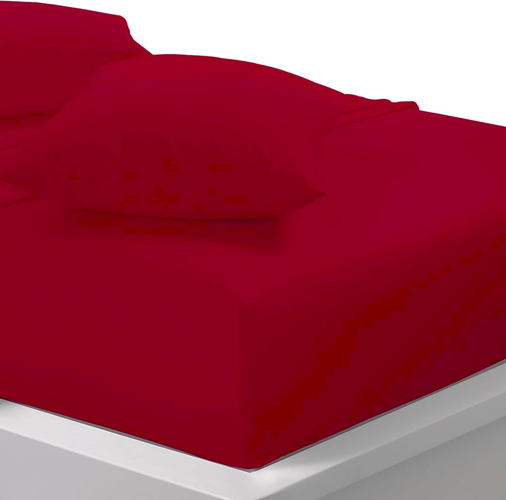 Fitted Sheet - Soft Wrinkle Free - Fits Mattress Perfectly - Deep Pocket Sheets - Small Double/Double/Single/King/Pillowpair (Red, Bunk Bed)