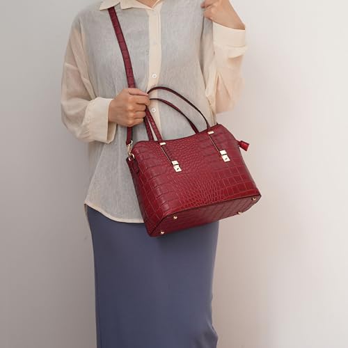 Bolso tipo tote para mujer de la colección MKF, con estampado de cocodrilo en cuero vegano, bolso satchel de moda diseñado para uso diario o cruzado miniatura 3
