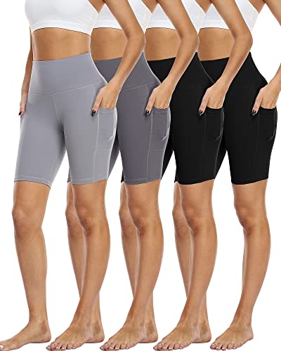 Image of 4 Pack Biker Shorts with Pockets for Women High Waist,Womens Athletic Workout Shorts for Summer