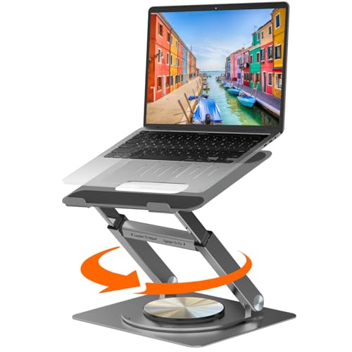 Dyazo 360° Rotating Laptop Stand | Height Adjustable & Foldable Riser with Swivel Base | Heat Vent & Anti-Slip Design | Laptop Holder for Desk & Stand