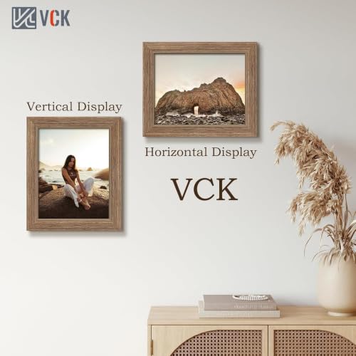 Image of VCK 8x10 Picture Frames 3 Pack, Walnut Wood Photo Frame, Wall Display