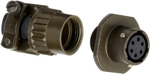 Amphenol Industrial PT01A-10-6S(SR) Circular Connector Socket, General Duty, Non-Environmental with Strain Relief, Bayonet Coupling, Solder Termination, Cable Connecting Plug, 10-6 Insert Arrangement, 10 Shell Size, 6 Contacts