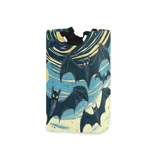 Jihqo Laundry Hamper Basket Halloween Bat Collapsible Nursery Storage Bin Waterproof Clothing Baskets for Home Bedroom Bathroom Washing Room