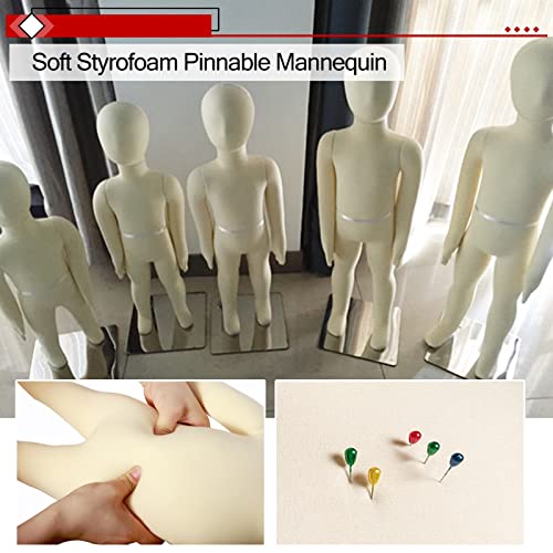 Maniquí de costura para niños con alfileres y soporte de espuma para ropa 6