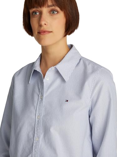 Tommy Hilfiger Damen Hemd Oxford Relaxed Fit, Mehrfarbig (Classic Ithaca STP Mid Blue), 38 – Ansicht 3