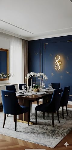 Image of Modern Infinity Loop LED Wall Light | Luxury French Gold Finish | 3 Step Color Changing Decorative Acrylic Lamp with Diffuser | Indoor Lighting for Living Room Bedroom Hallway Home Decor