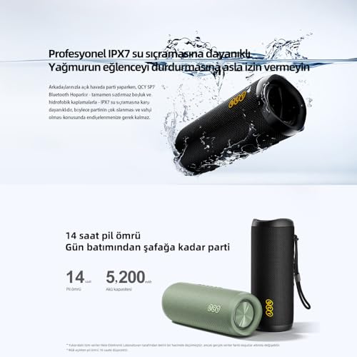 Image of QCY SP7 Portable Bluetooth Speaker - 40W Stereo Sound, 105 dB Loud Output, TWS Multi-Speaker Pairing, 15 RGB Light Modes, IPX7 Waterproof, 14H Battery Life