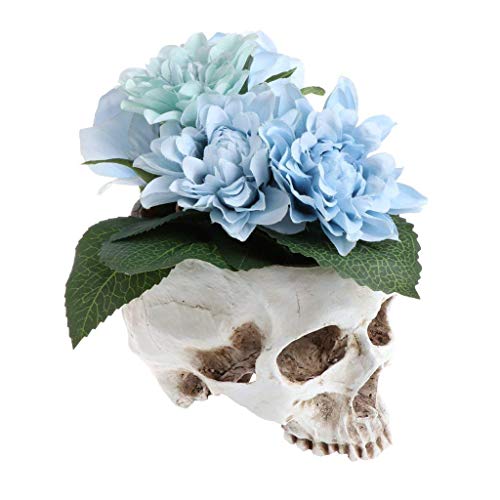 Skull Planter , Resin Skull Head Flower Succulent Cactus Planter Pots , Small Object Containers Keys Sugar Candy Bowl , For Home Office Desk Decorations Halloween Scene Statue Sculpture Decorations #TOP3