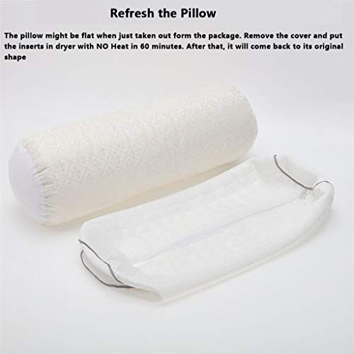 Kingnex Bolster Roll Pillow for Sleeping on Back or Side Under Knee to Relief Lower Back Pain Between Legs for Side Sleepers Cylinder Pillow with Removable Cooling Cover 20x8 - Thumbnail 2