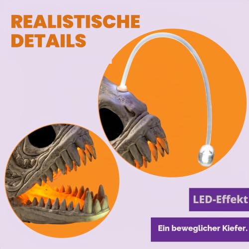 JOYIN 25,9 cm Skelettfisch Mit LED-Auge für Halloween-Dekoration, Friedhofsdekorationen, Gruselszene Drinnen/Draußen – Ansicht 3