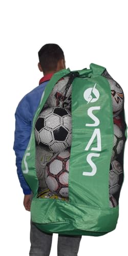 Image of SAS SPORTS Football Carry Bag (10-12 Balls) - 2 Strips -Multi -Color (Green)