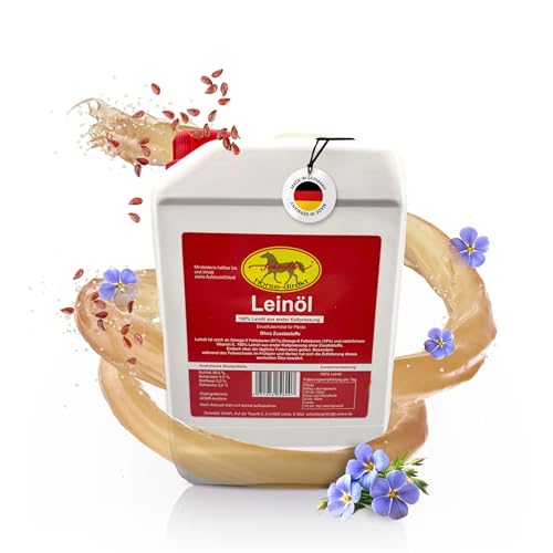 Scheidler horse-direkt Leinöl für Pferde, Hunde & Katzen 3 Liter – Mühlenfrisch kaltgepresstes Leinsamenöl ohne Zusätze – Reich an Omega 3 & 6 für Fellwechsel/Barf Öl – Aus Deutschland