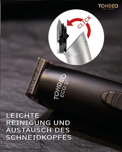 TONDEO Haarschneidemaschine ECO S PLUS SILVER | Profi Haarschneider inklusive Ladestation und Aufsteckkamm für 4 verschiedene Schnittlängen