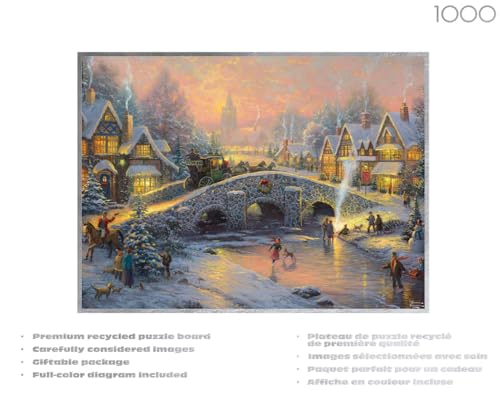 Buffalo Games - Thomas Kinkade Spirit of Christmas - Rompecabezas de 1000 Piezas | Arte de Thomas Kinkade, Silver Select, Acabado en Papel Metalizado, Tamaño 26.75 x 19.75, Incluye Póster miniatura 3