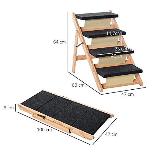 PawHut Haustiertreppe 2-in-1 für Hunde und Katzen