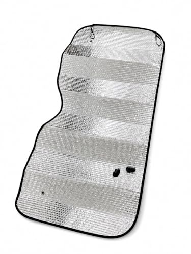 Image of Car Sun Shade for Windshield, Reflective Silver and Blue Foldable Front Window Sunshade
