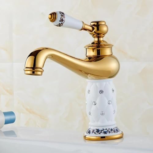 Robinet de salle de bain or diamant avec poignée unique design élégant luxe QYYZTQY - 2