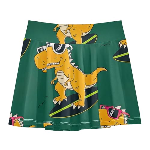 Joisal Skirts with Shorts Cool Dinosaur Funny Green Athletic Shorts Girls Skorts Pleated Pleated Skort 4t