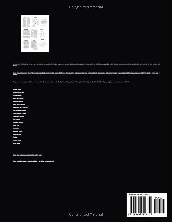 Horror Movie Crossword Puzzles: Horror Film Crossword Book image 3