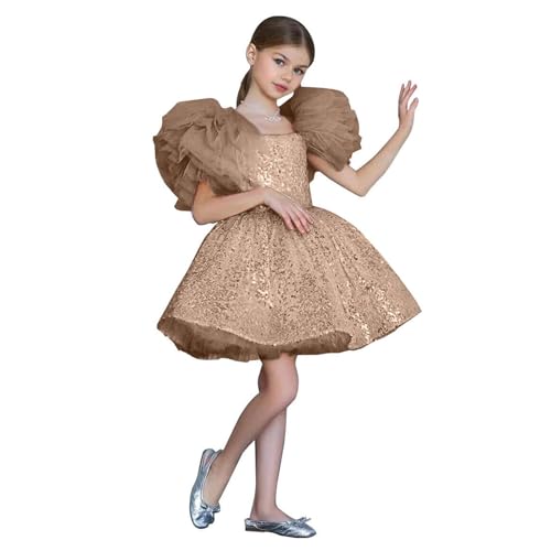 Sequin Flower Girl Dress Puffy Layers Birthday Party Dress Knee Length Princess Birthday Party for Girls FAY05