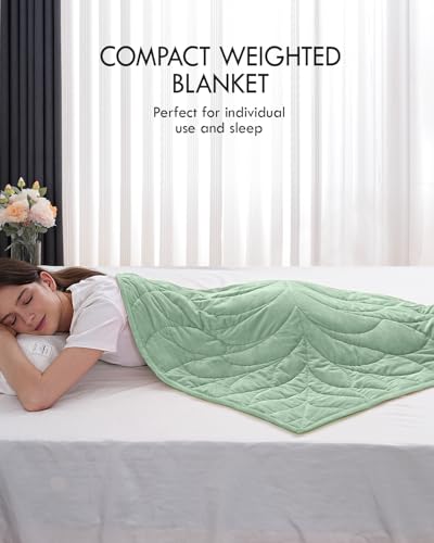 Image of Kaisa Weighted Blanket for Adults 5lbs 41 inch x 53 inch, Cozy Luxury Crystal Velvet Small Weighted Lap Blanket,All-Season Blanket, Machine Washable, Sage Green