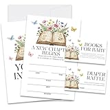 RLCNOT A New Chapter Begin Baby Shower Invitations, 25 Sets Floral Baby Shower Invites with Envelopes for Girls Boys, Diaper Raffle Tickets & Books Request Cards, Gender Reveal Party Supplies -04