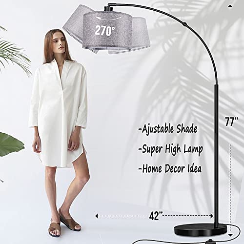 77-Arc-Floor-Lamps-w-Marble-Base-Arched-Floor-Lamp-for-Living-Room-Over-Coach-Tall-Lamps-with-Foot-Switch-Standing-Lamp-for-Bedroom-Gray
