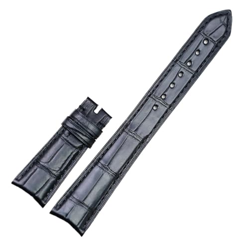 Bracelet de rechange cuir crocodile noir 20mm ajusté pour Rolex Cellini 50535