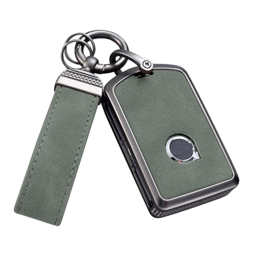 YO&YOYE Compatible with Volvo Key Fob Cover with Keychain Leather Key Case Protector for Volvo XC90 XC60 XC40 S60 S90 V60 V90 Polestar 1 Polestar 2 Green