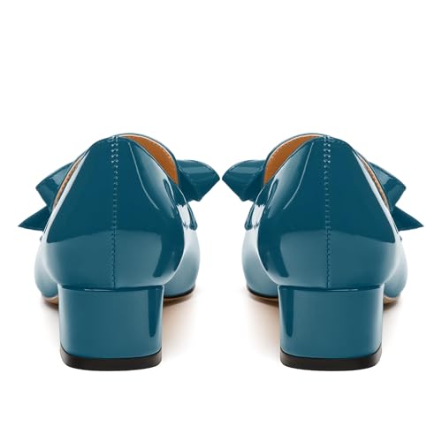 Image of Womens Loafer with Heel, Comfortable Chunky Heels for Women, Loafers Shoes with Bowknot Womens Bunion Dress Shoes