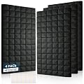 4 Pack Acoustic Panels, 48 x 24 x 2" Sound Proof Foam High Density Studio Wedge Tiles Fire Resistant Acoustic Panels for Home Office, Echo Reduction, Studio,Noise Dampening (Black-4 Pack)