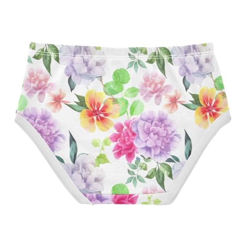 Toddler Underwear Floral 2t Cotton Panties Little Girl Durable Briefs Underpants Watercolor Flowers Pastel Pink2
