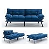 Anwick futon sofa bed velvet convertible futon sleeper couch 71 sleeper sofa bed with adjustable backrest modern loveseat couch for compact living room apartment office blue  urban country home decor