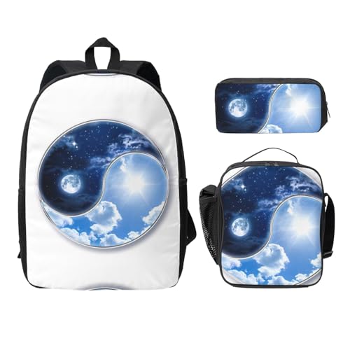 Sac à dos d'école léger Yin Yang World pour le collège et les repas de midi