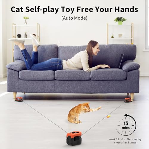AsFrost Interactive Cat Toy for Indoor Cats Chase/Run/Hunt/Exercise-Orange - Image 3