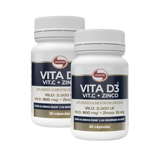 Kit 2X: Vitamina D3 + C + Zinco 1g Vitafor 30 Cápsulas