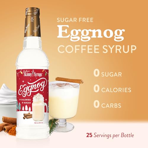 Image of Jordan's Skinny Mixes Sugar Free Coffee Syrup, Holiday Eggnong Coffee Flavoring Syrup, Zero Calorie Drink Mix for Lattes, Baking, Protein Shake or Cocktail, Dairy & Gluten Free, Kosher, 25.4 Fl Oz
