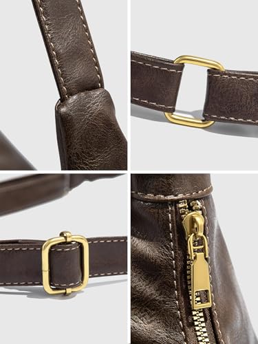 Image of GRPKSSIB PU Leather Shoulder Bags Hobo Crossbody Bag Casual Tote Handbags Women's Crescent Purse with Adjustable Strap