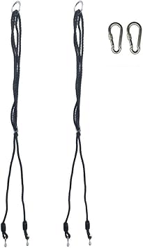 2 Pack Adjustable Swing Extension Rope 1.1-1.8m with 2 Carabiners, 150kg Load PE Outdoor Garden Porch Swing Replacement Cord for Backyard Park Playset